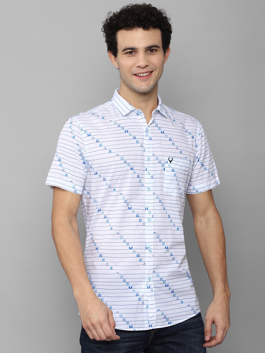 

Allen Solly Sport Men White Horizontal Stripes Striped Casual Shirt