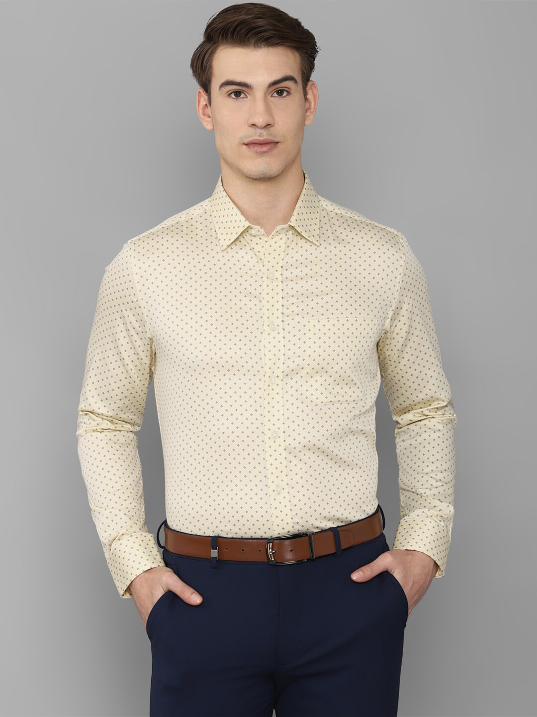 

Louis Philippe Men Yellow Printed Slim Fit Printed Casual Shirt