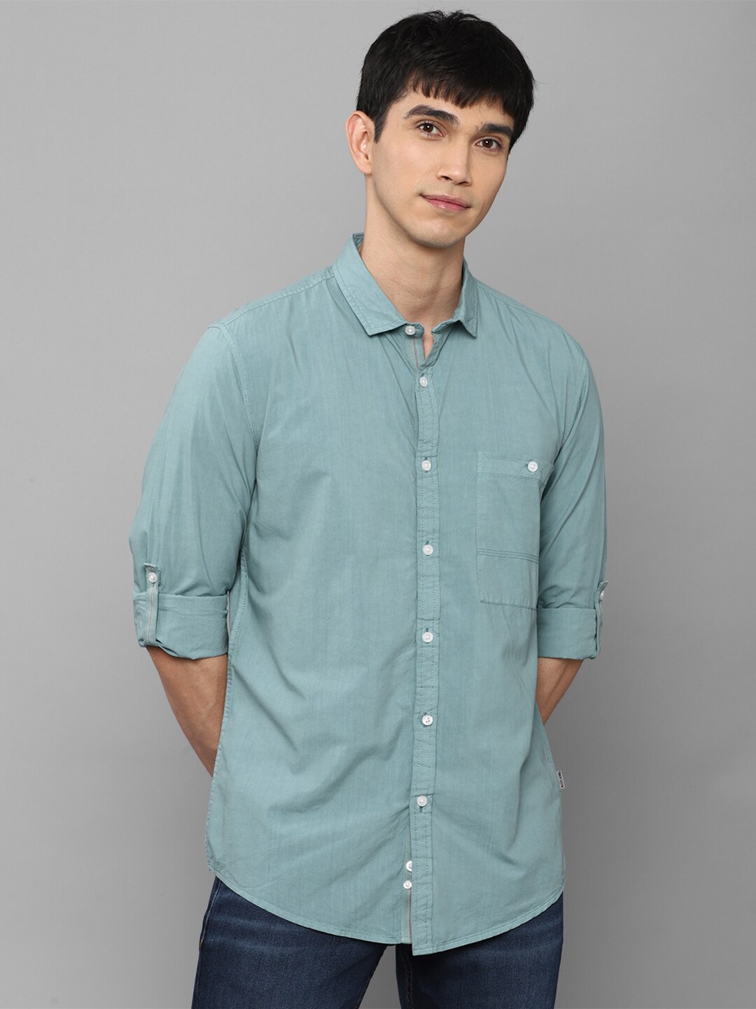 

Louis Philippe Jeans Men Green Slim Fit Casual Shirt