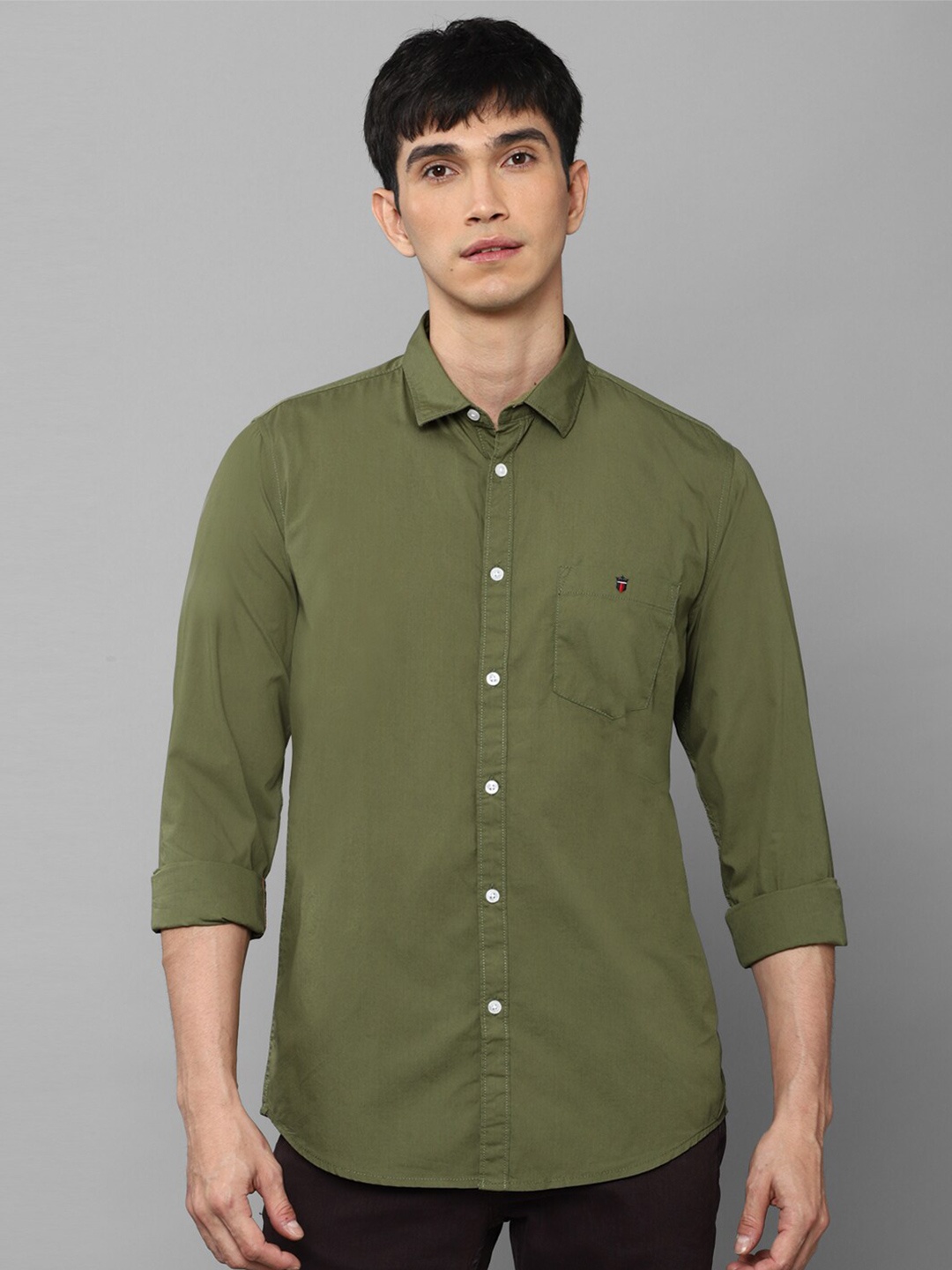 

Louis Philippe Jeans Men Olive Green Slim Fit Casual Shirt