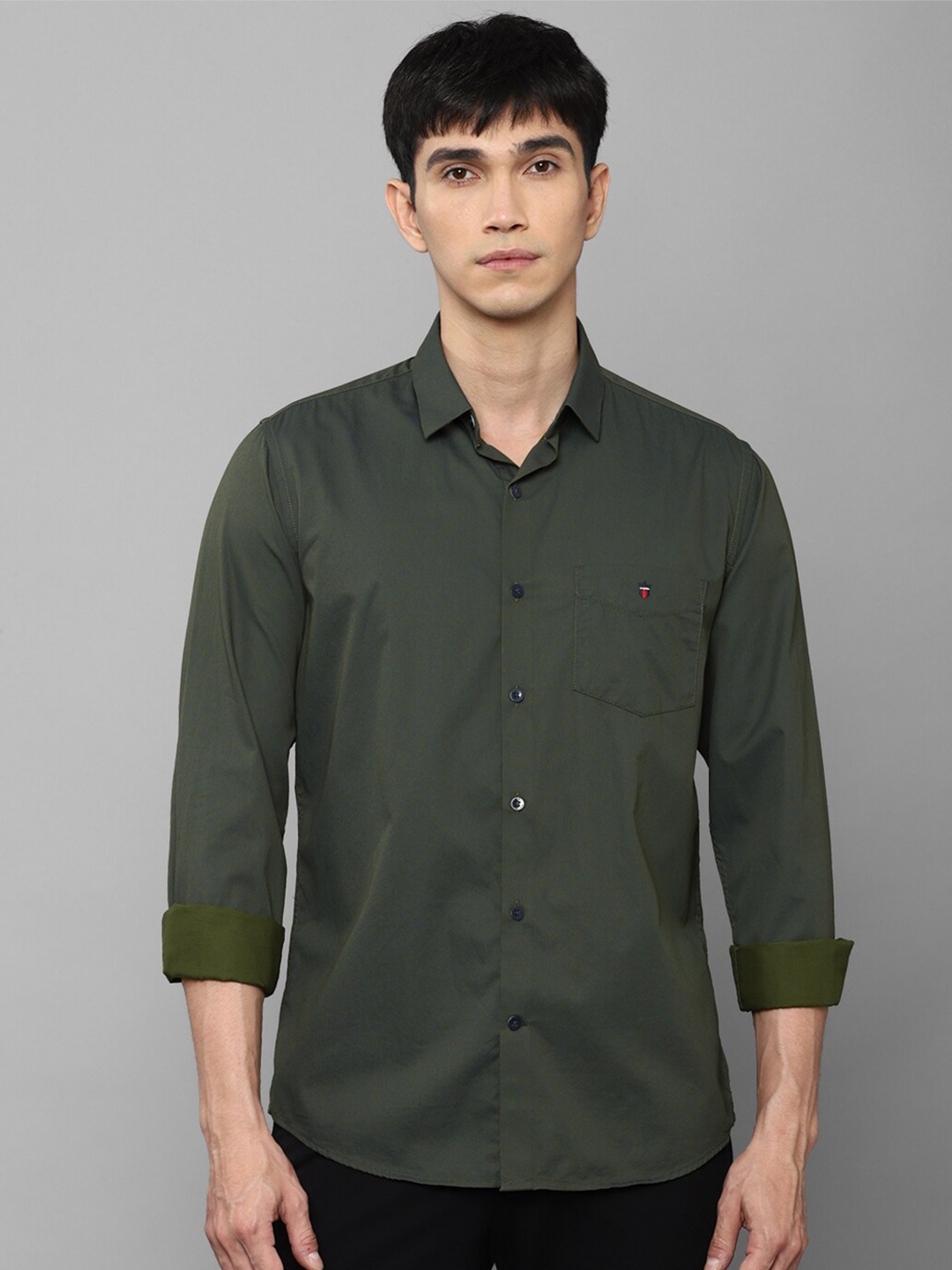 

Louis Philippe Sport Men Olive Green Pure Cotton Slim Fit Casual Shirt