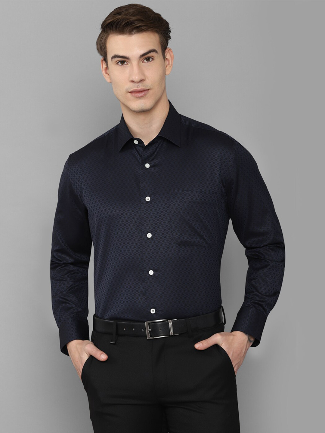 

Luxure by Louis Philippe Men Navy Blue Casual Shirt