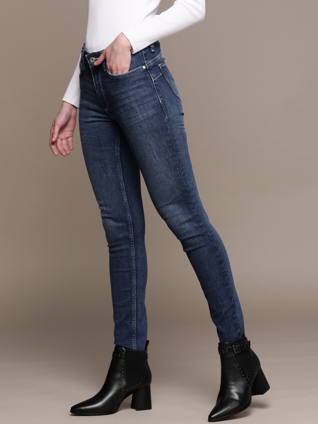 

MANGO Skinny Fit Low-Rise Jeans, Blue