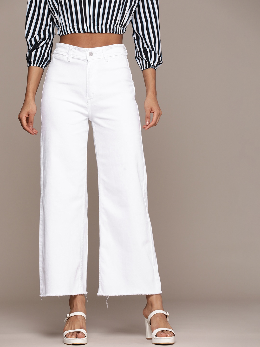 

MANGO Relaxed Fit High-Rise Jeans, White