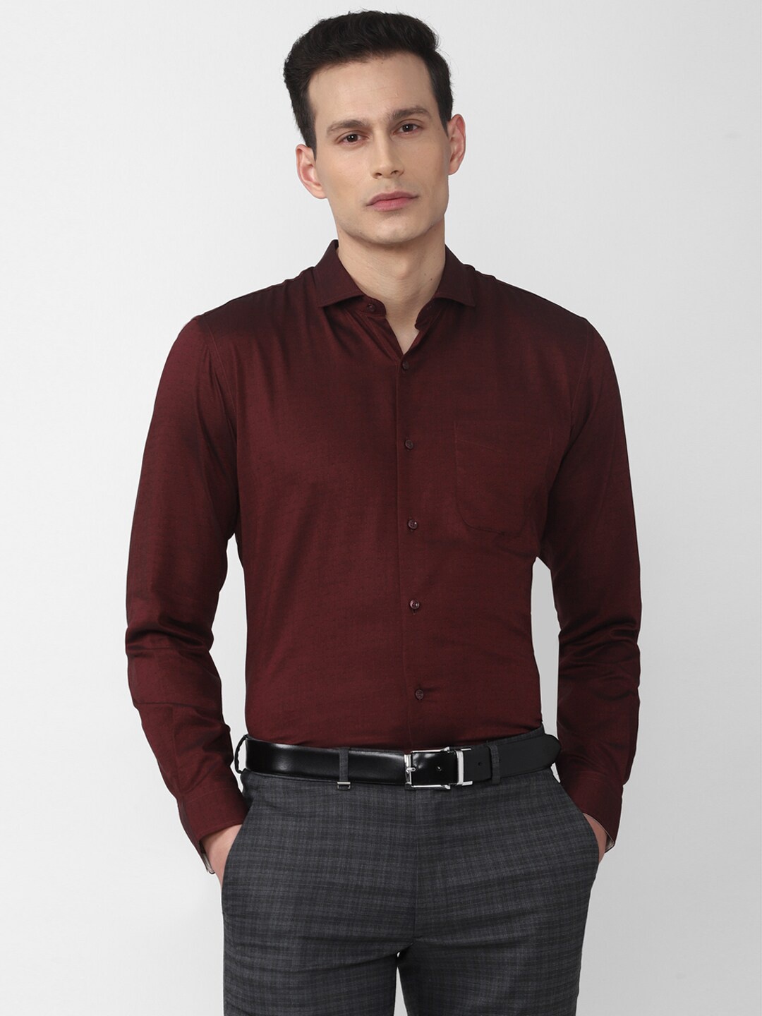 

Peter England Men Maroon Casual Shirt