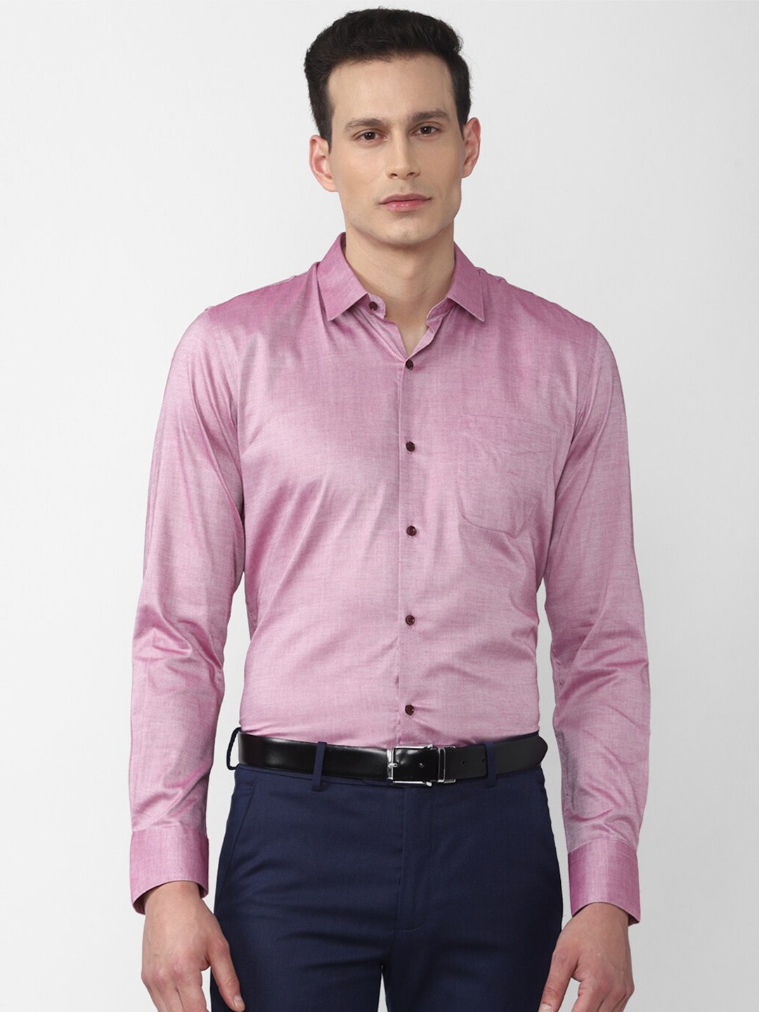 

Peter England Men Pink Slim Fit Casual Shirt