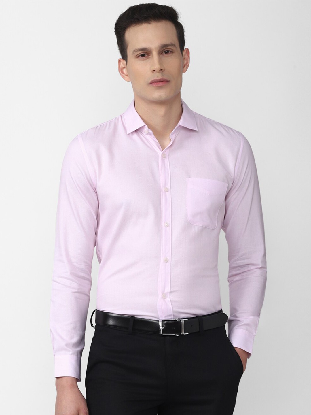 

Peter England Elite Men Pink Slim Fit Casual Shirt