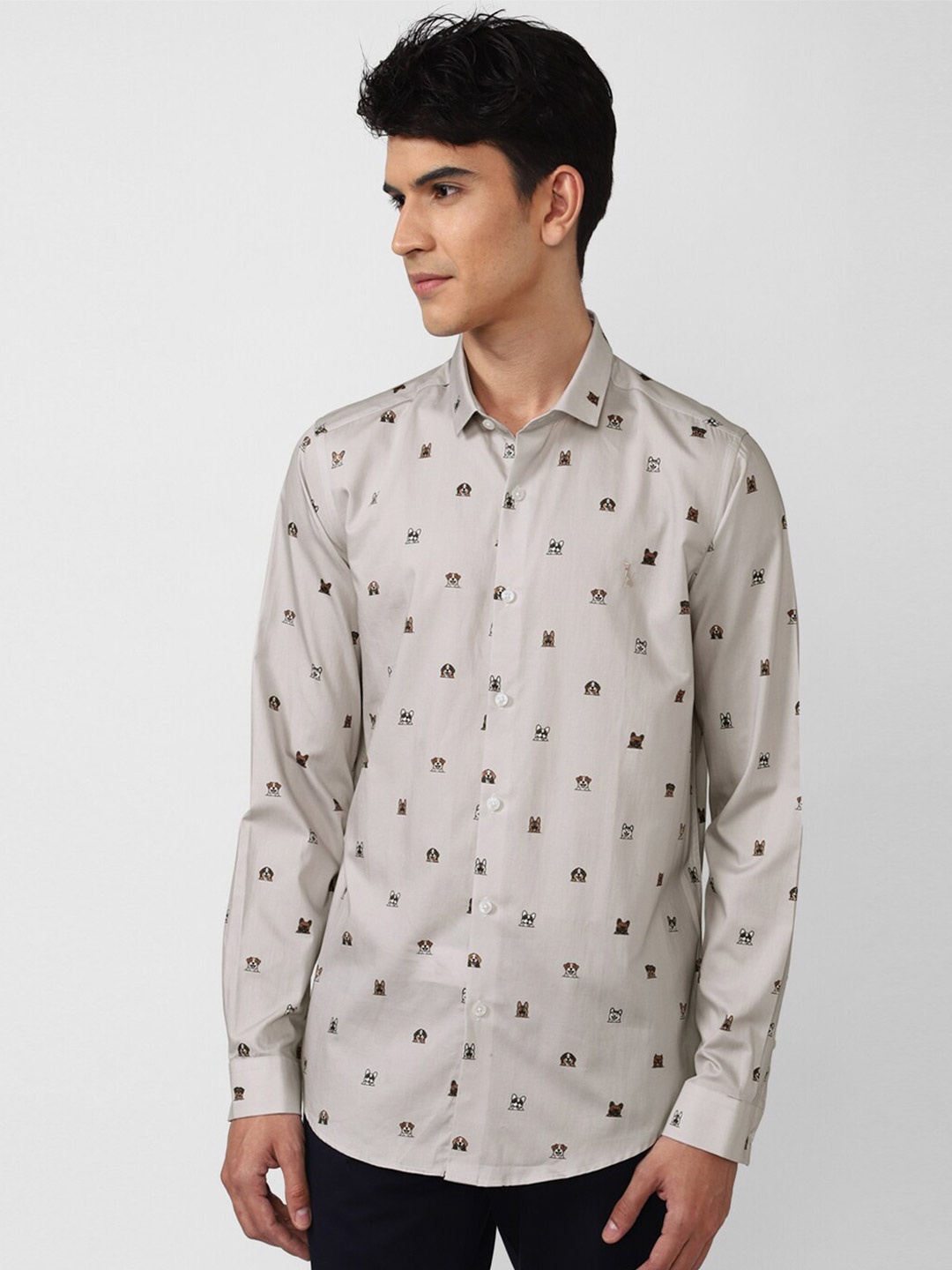 

SIMON CARTER LONDON Men Grey Slim Fit Printed Casual Shirt