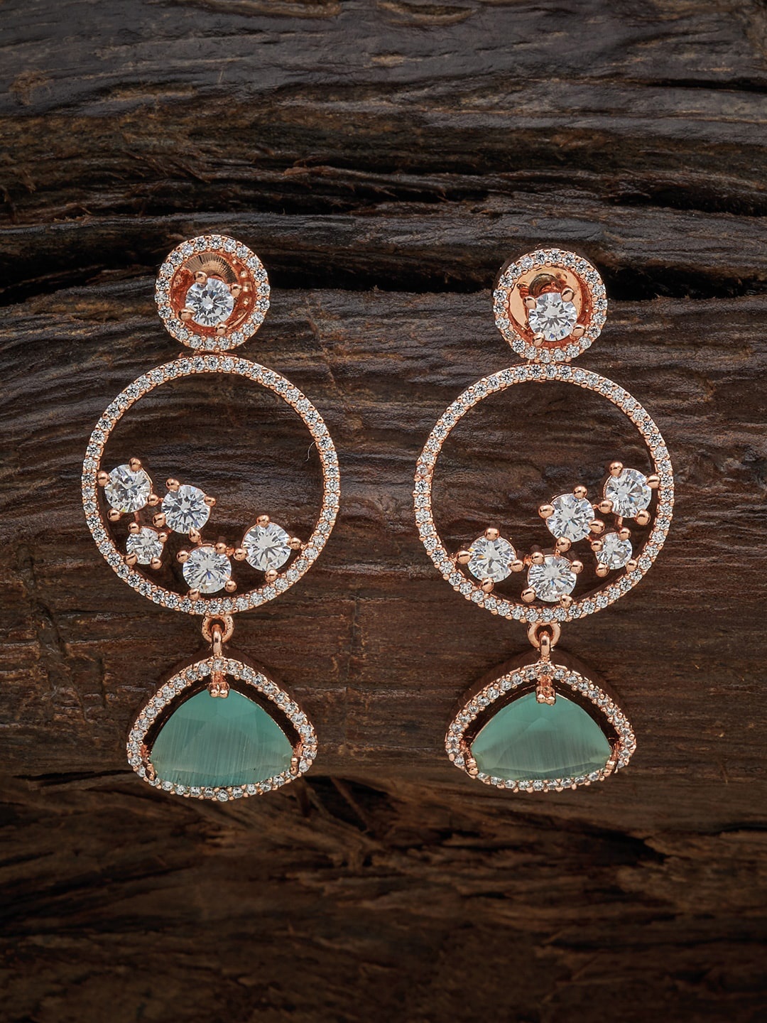 

Kushal's Fashion Jewellery Circular Drop Earrings With Sparkling Cubic Zirconia, Sea green