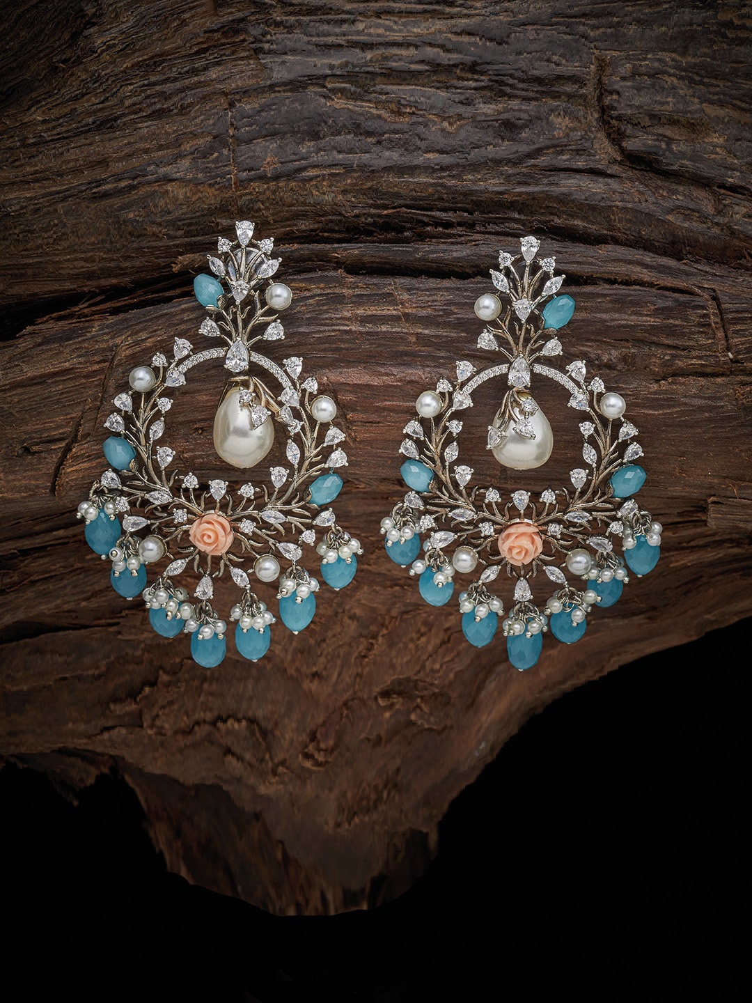 

Kushal's Fashion Jewellery Blue Rhodium Plated Drop Earrings