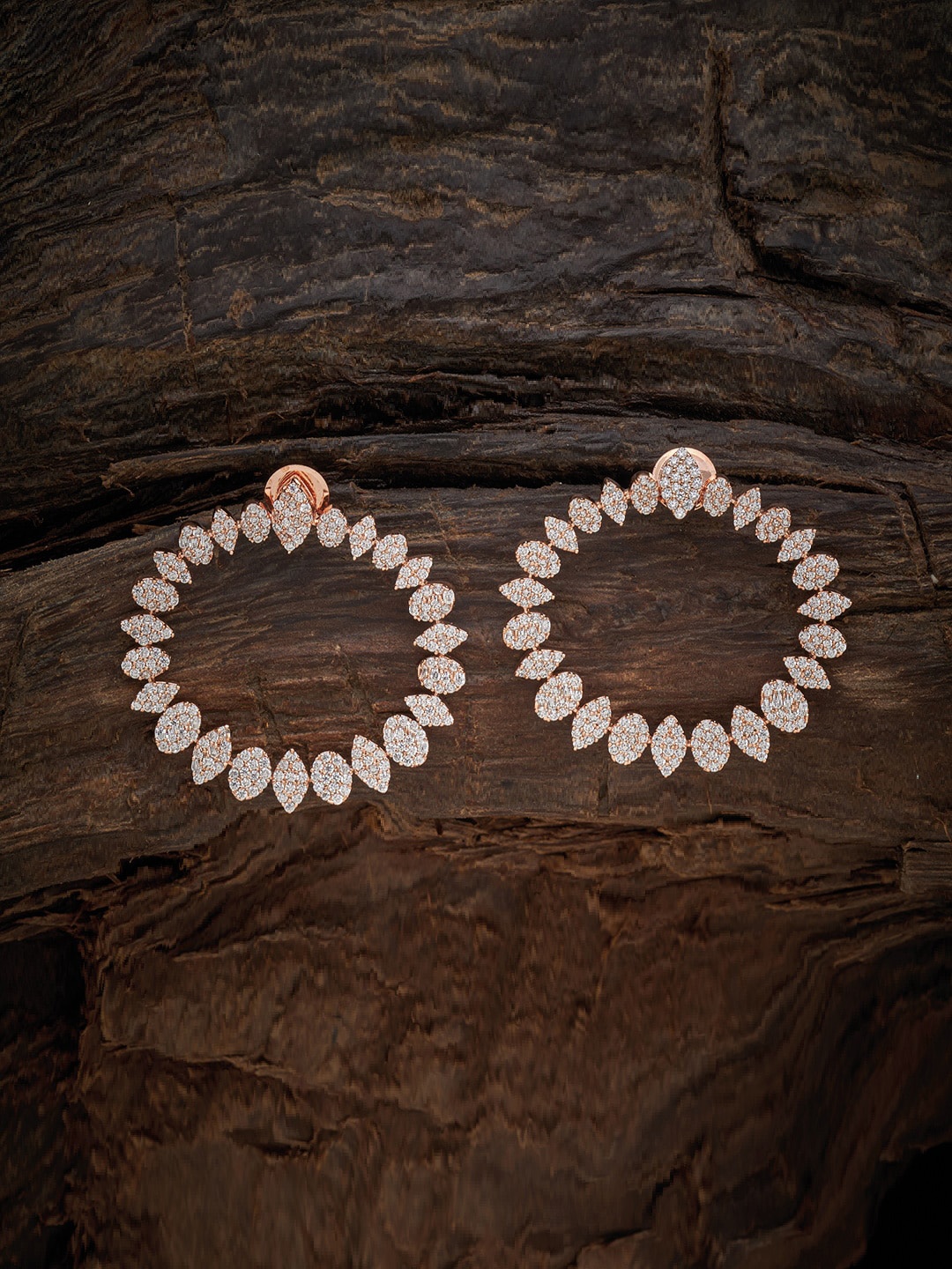 

Kushal's Fashion Jewellery White Rose Gold Plated Circular Drop Earrings