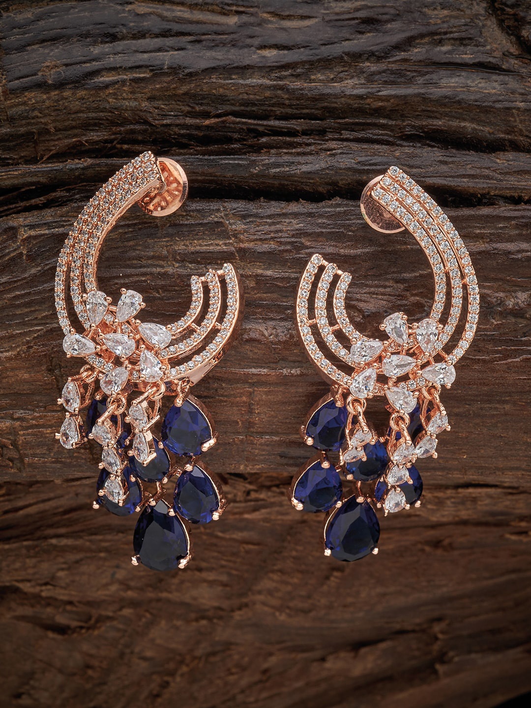 

Kushal's Fashion Jewellery Blue Contemporary Half Hoop Earrings