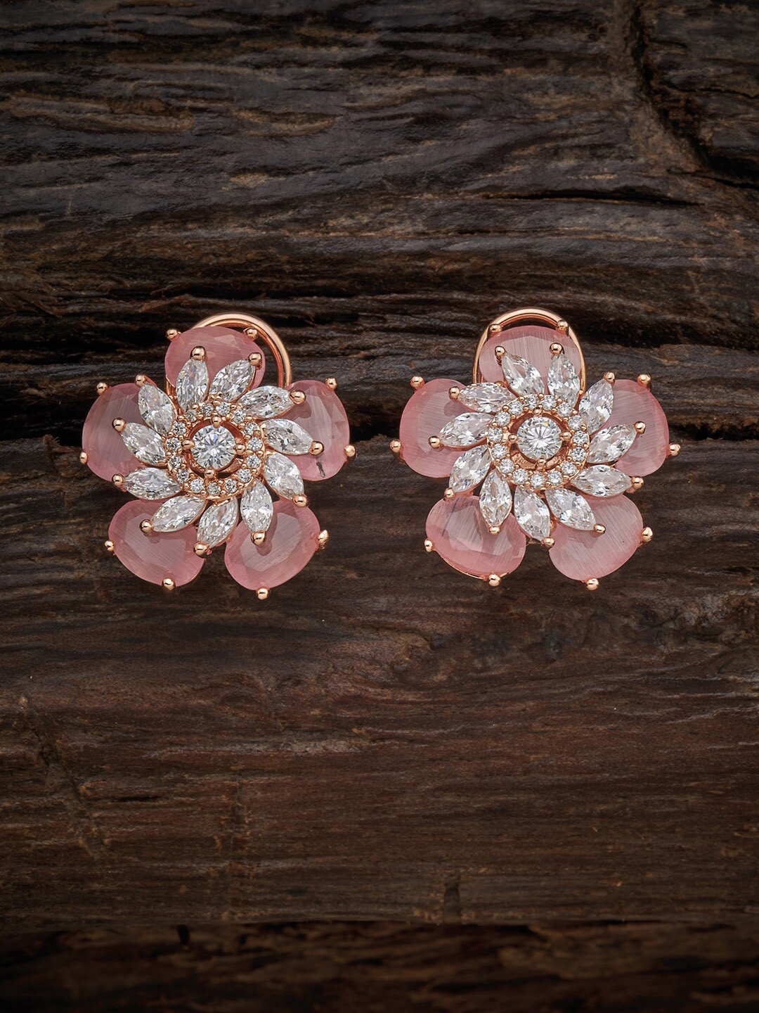 

Kushal's Fashion Jewellery Pink Floral Studs Earrings