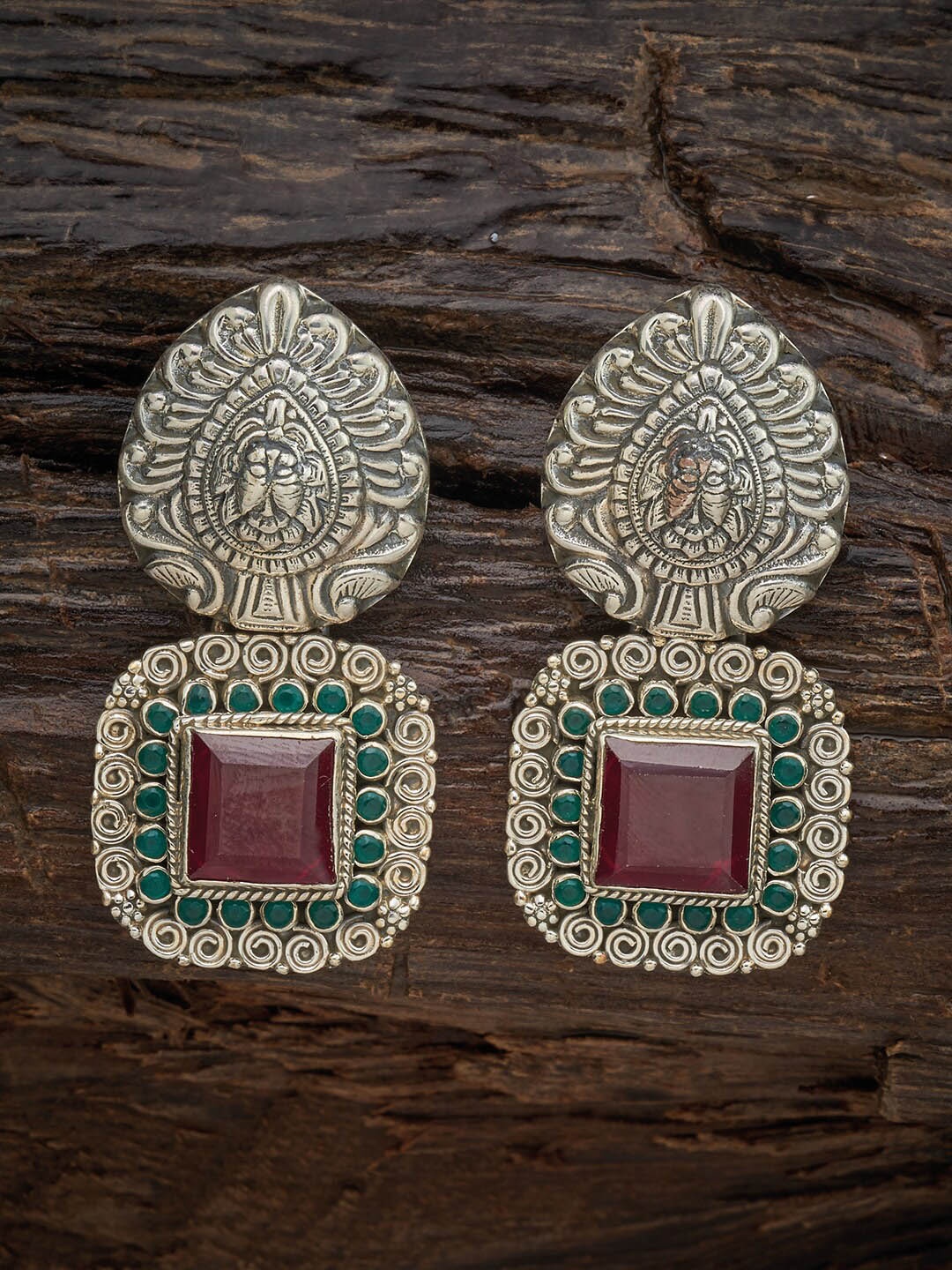 

Kushal's Fashion Jewellery Green Square Drop Earrings