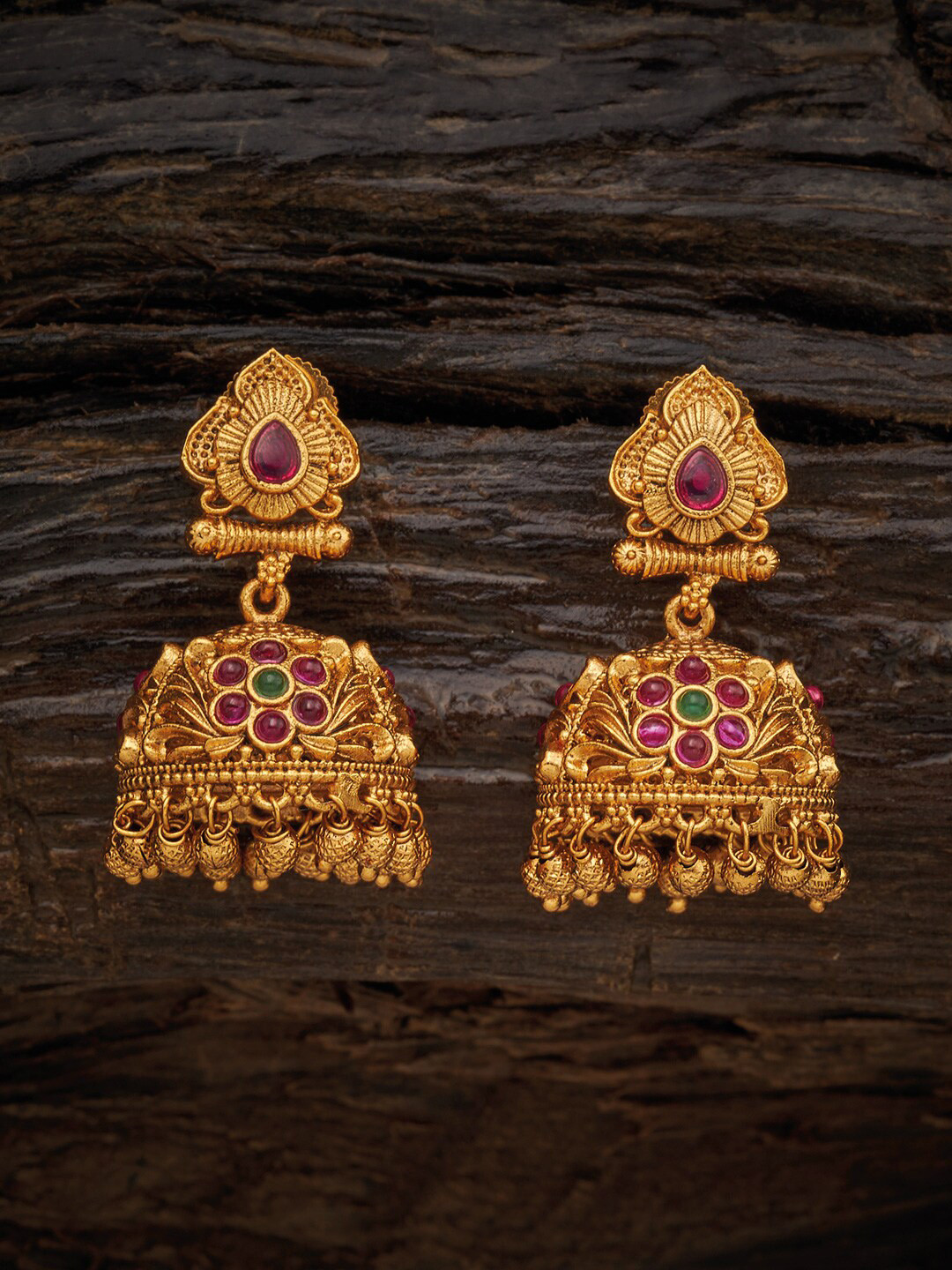 

Kushal's Fashion Jewellery Green Dome Shaped Jhumkas Earrings