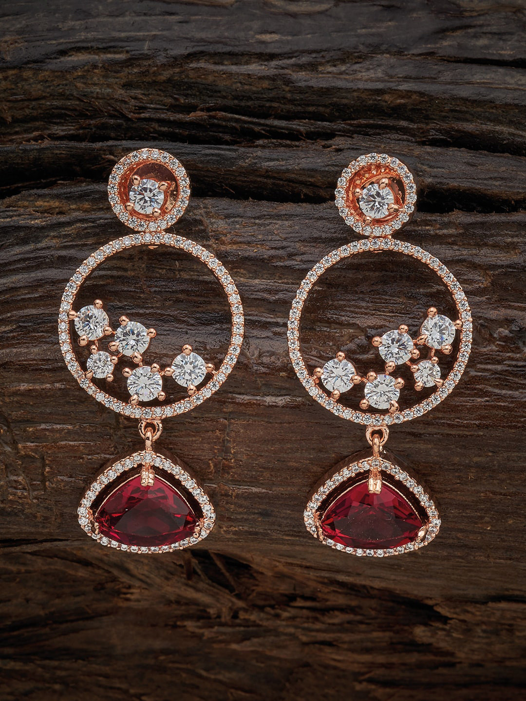 

Kushal's Fashion Jewellery Red Circular Drop Earrings