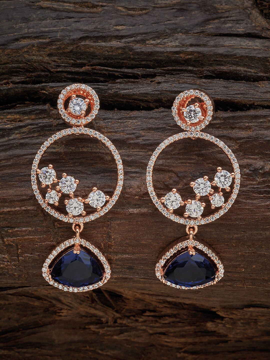 

Kushal's Fashion Jewellery Blue & White Circular Drop Earrings