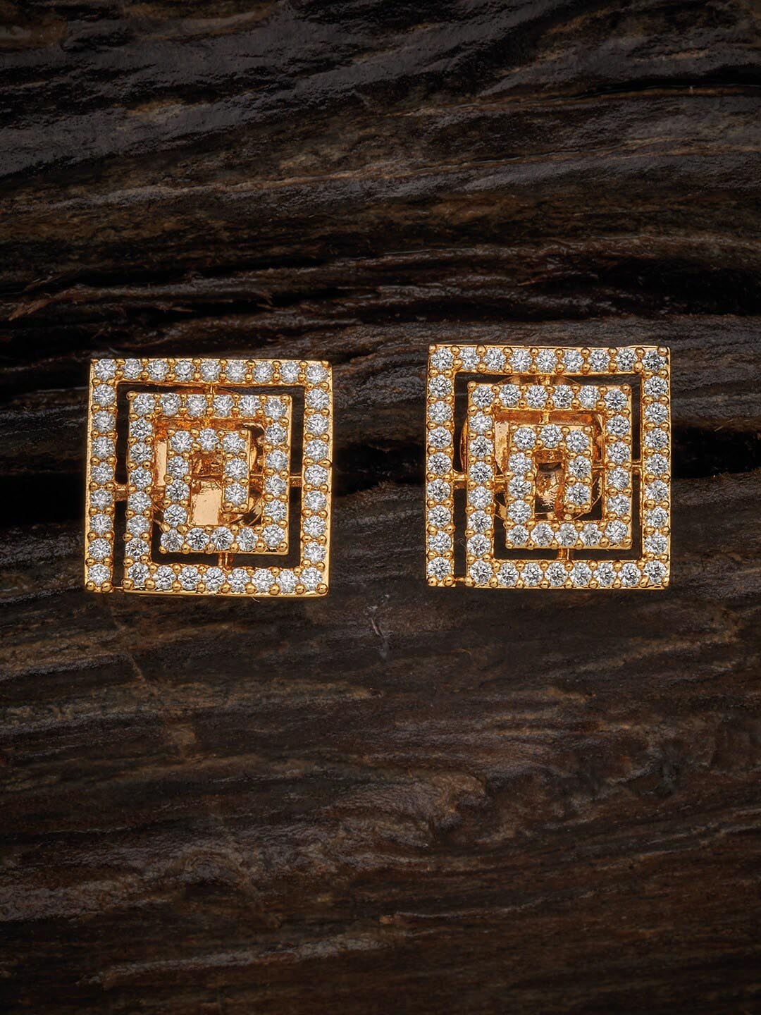 

Kushal's Fashion Jewellery White & Gold-Toned Square Studs Earrings