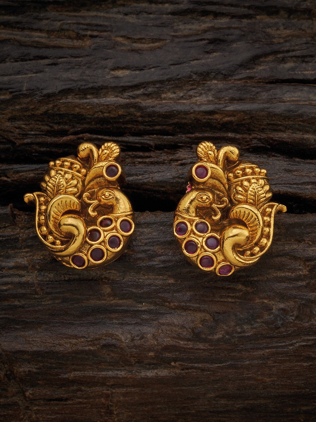 

Kushal's Fashion Jewellery Green Peacock Shaped Studs Earrings