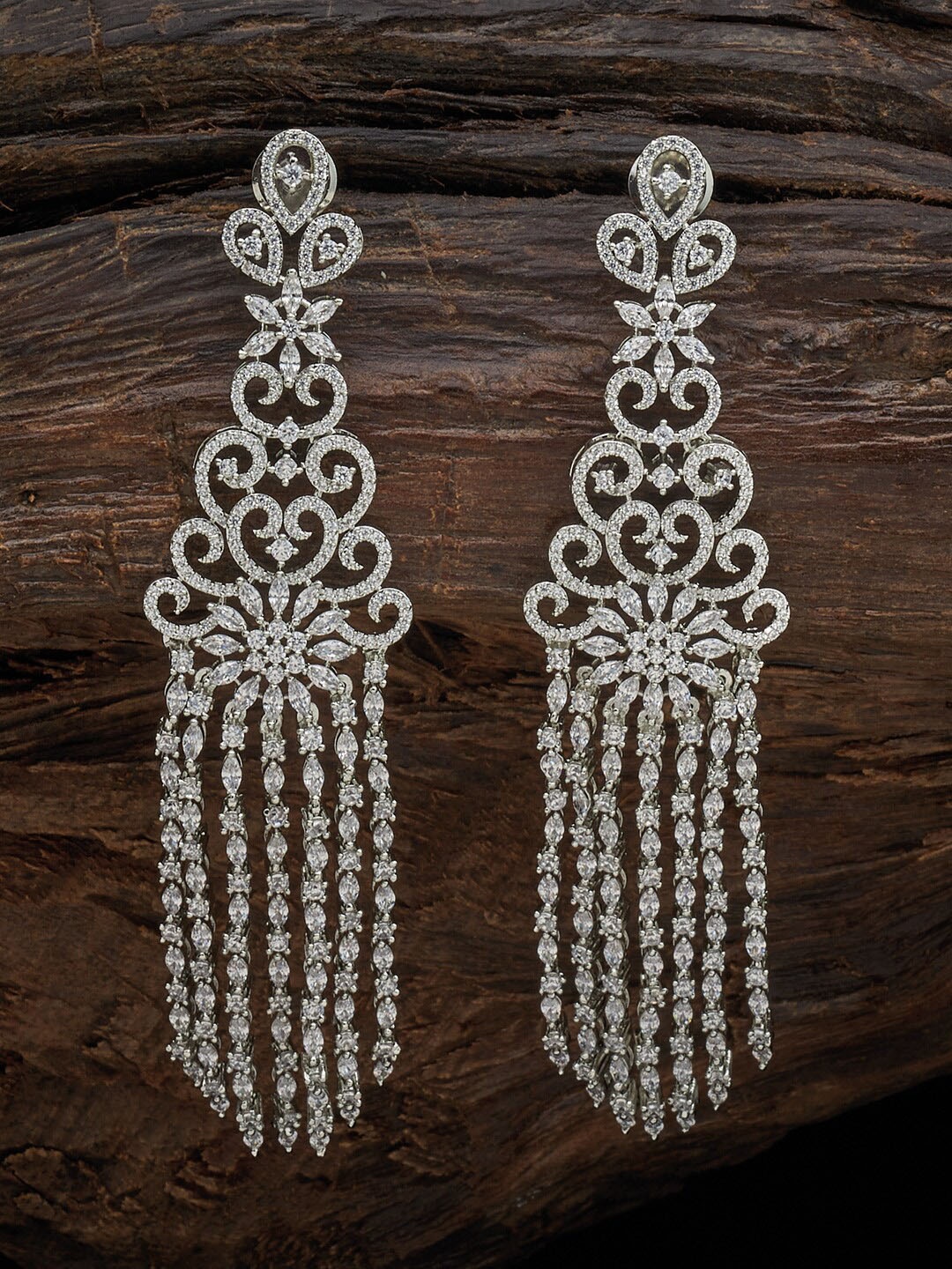 

Kushal's Fashion Jewellery White & Rhodium Plated Contemporary Drop Earrings