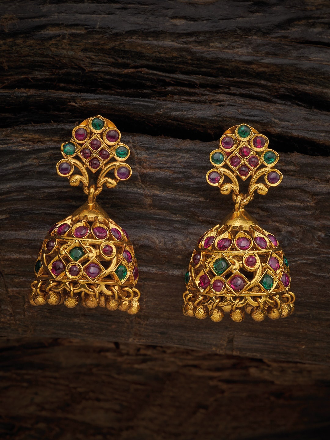 

Kushal's Fashion Jewellery Green Dome Shaped Jhumkas Earrings