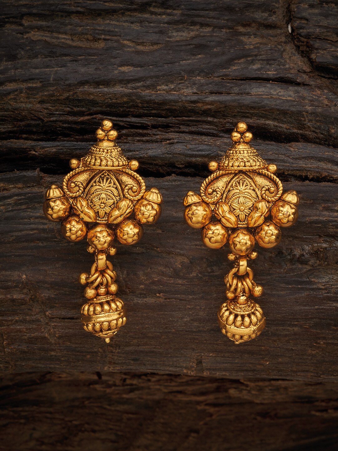 

Kushal's Fashion Jewellery Gold-Toned Festive Drop Earrings