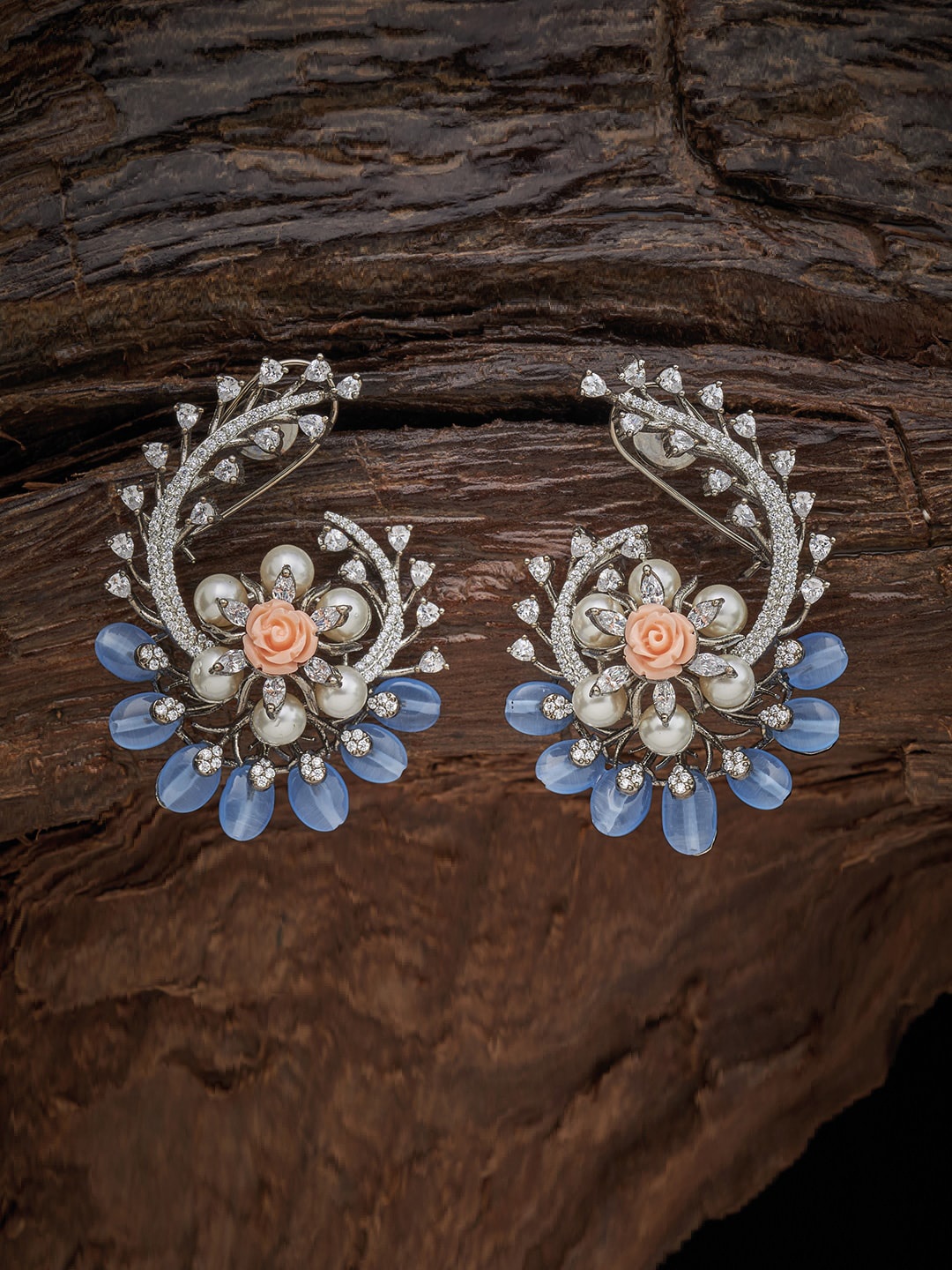 

Kushal's Fashion Jewellery Women Blue Floral Studs Earrings