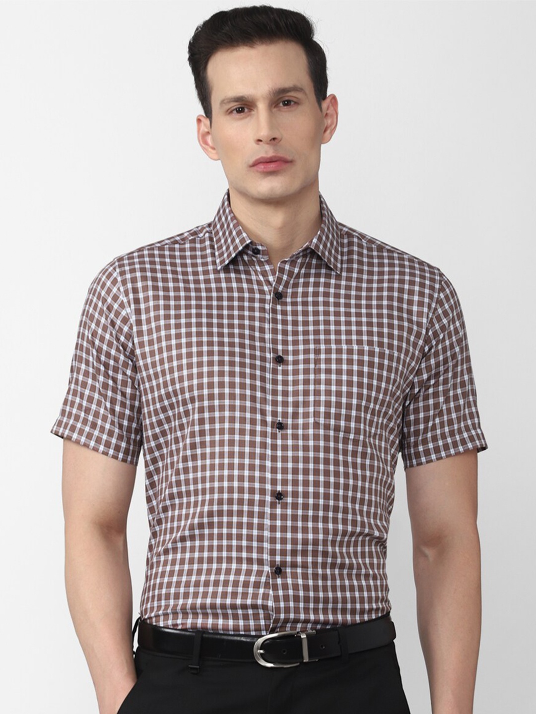 

Van Heusen Men Brown Checked Formal Shirt