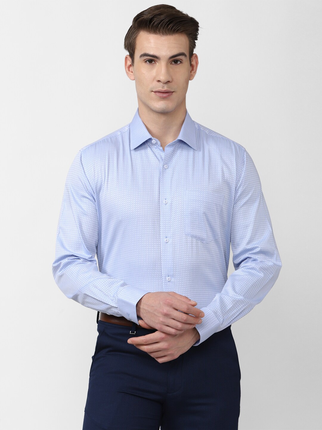 

Van Heusen Men Blue Cotton Formal Shirt