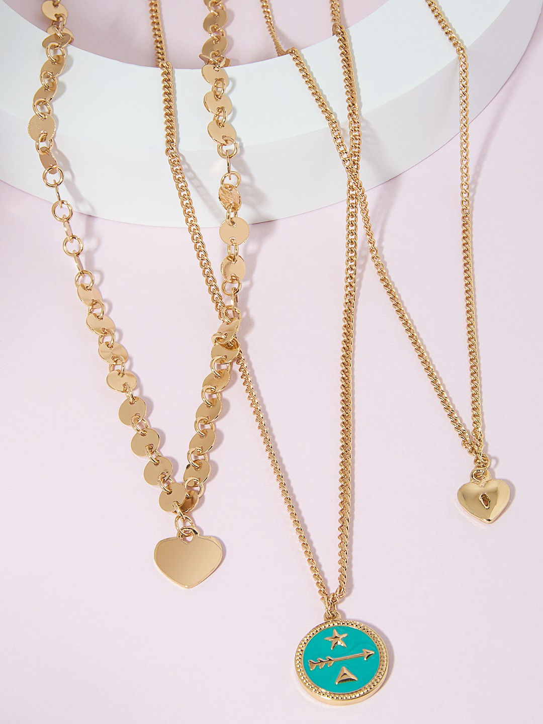 

Zaveri Pearls Set of 3 Gold-Toned Contemporary Charm Necklace