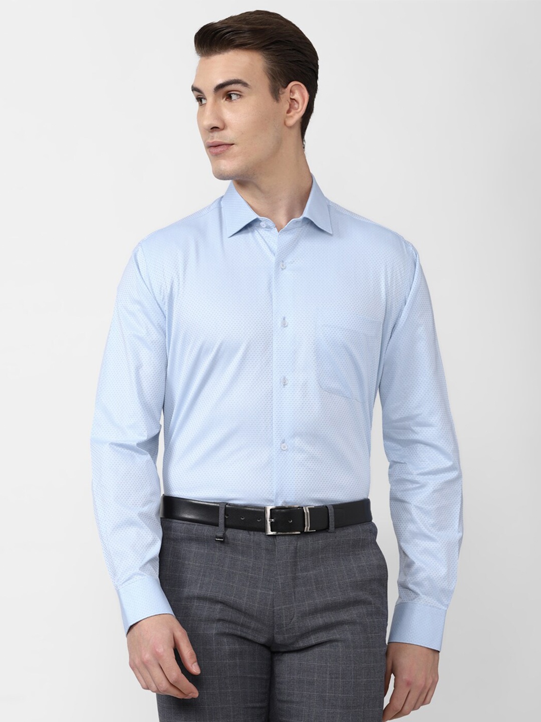 

Van Heusen Men Blue Printed Cotton Formal Shirt