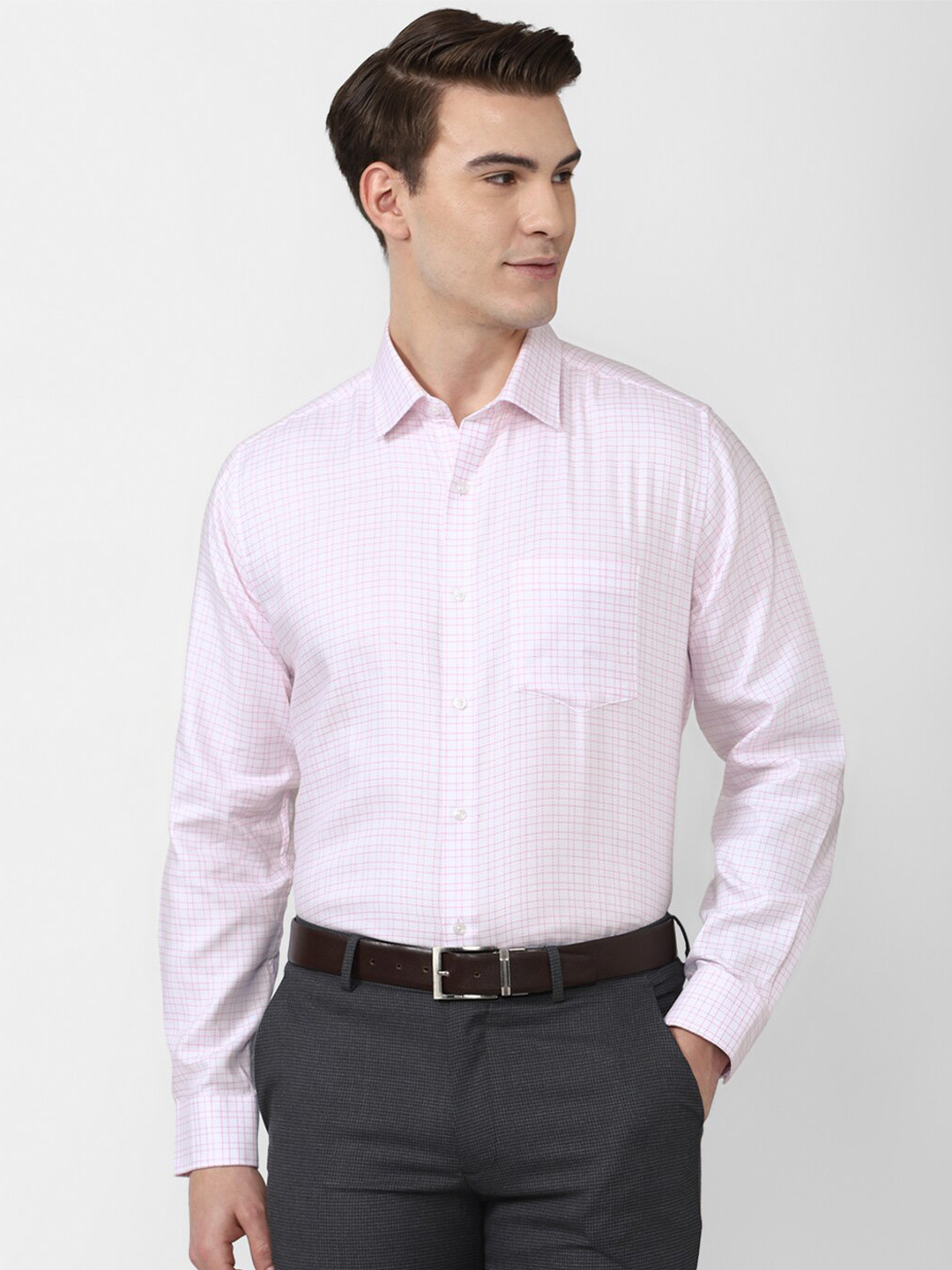 

Van Heusen Men White Grid Tattersall Checked Cotton Casual Shirt
