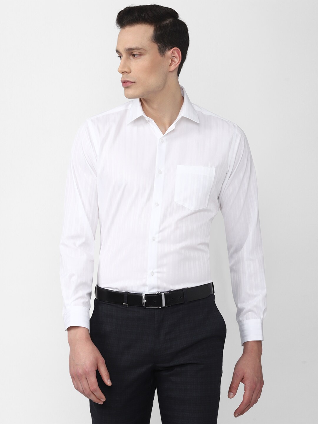 

Van Heusen Men White Striped Formal Shirt