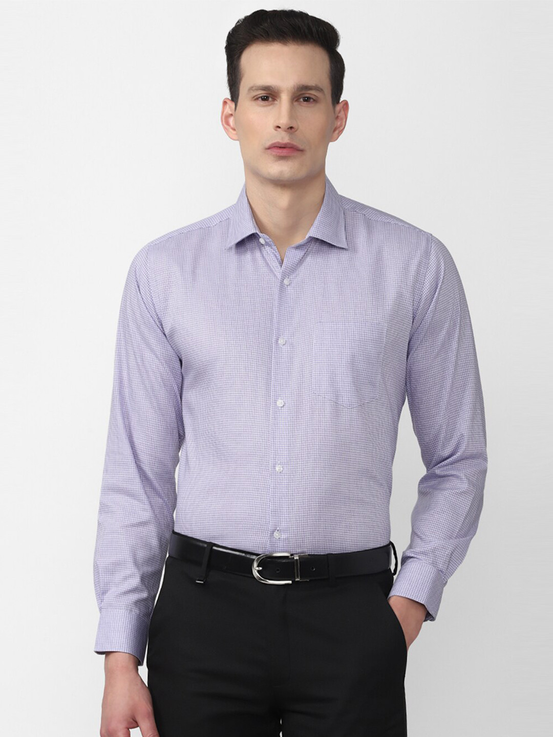 

Van Heusen Men Lavender Micro Checked Formal Shirt