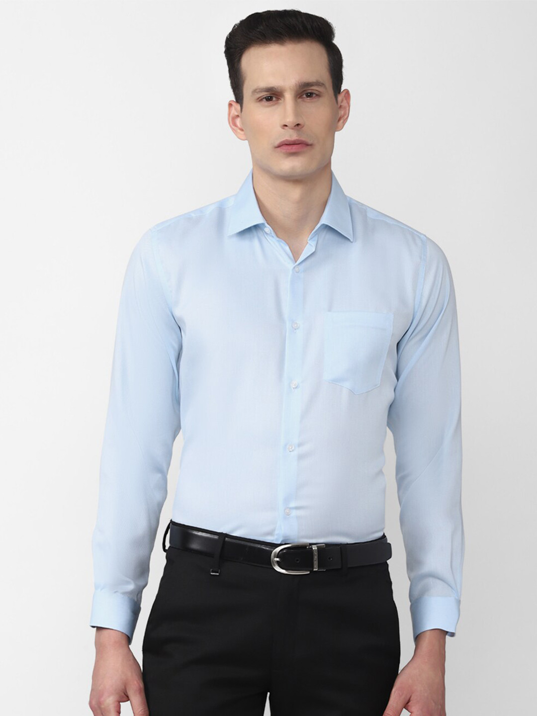 

Van Heusen Men Blue Solid Formal Shirt