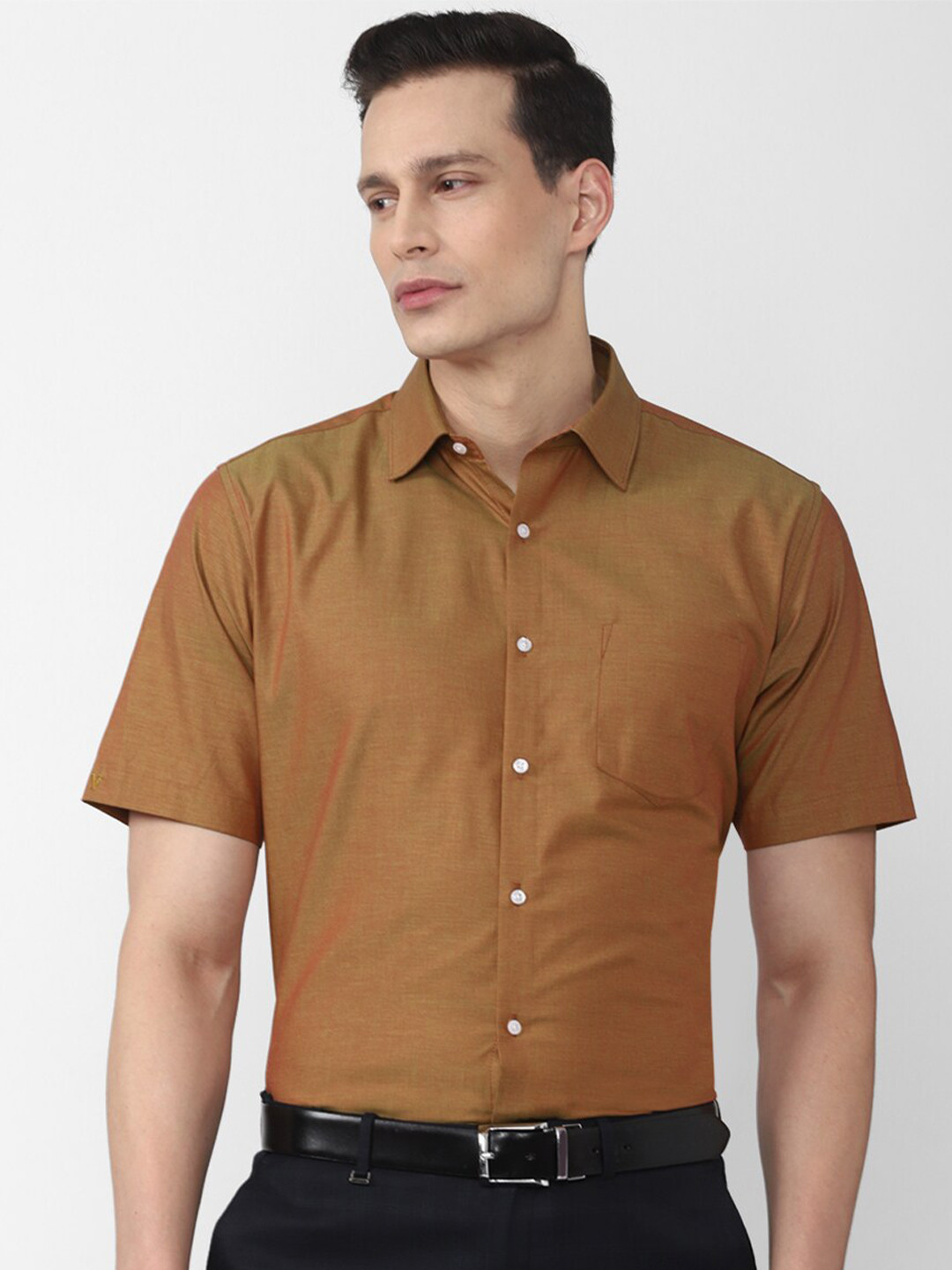 

Van Heusen Men Brown Solid Formal Shirt