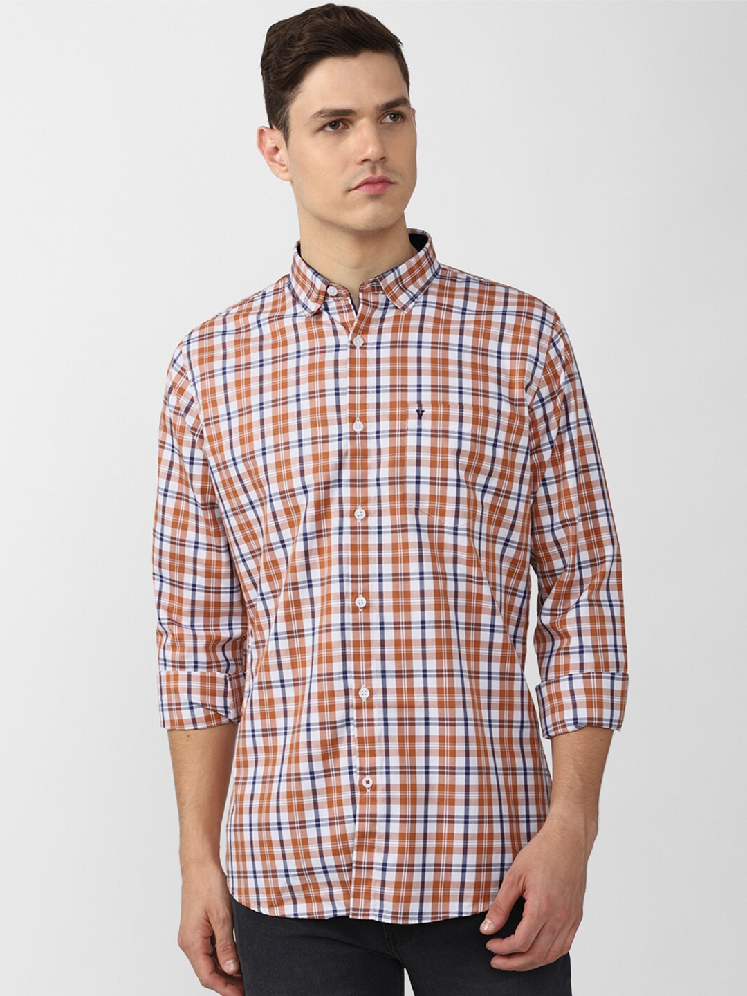 

Van Heusen Sport Men Rust Slim Fit Checked Cotton Casual Shirt