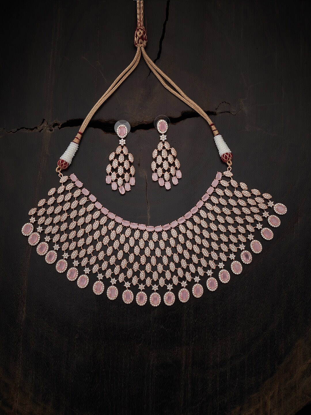 

Kushal's Fashion Jewellery Rose Gold-Plated Pink Jewellery Set