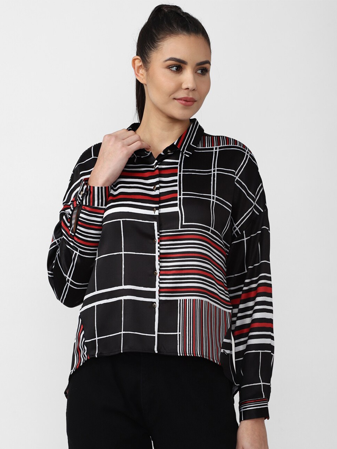 

Van Heusen Woman Women Black Checked Casual Shirt