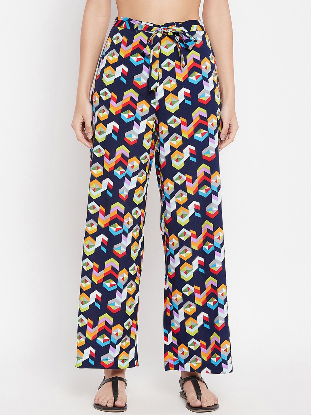 

Clovia Women Blue Printed Flared Lounge Pants