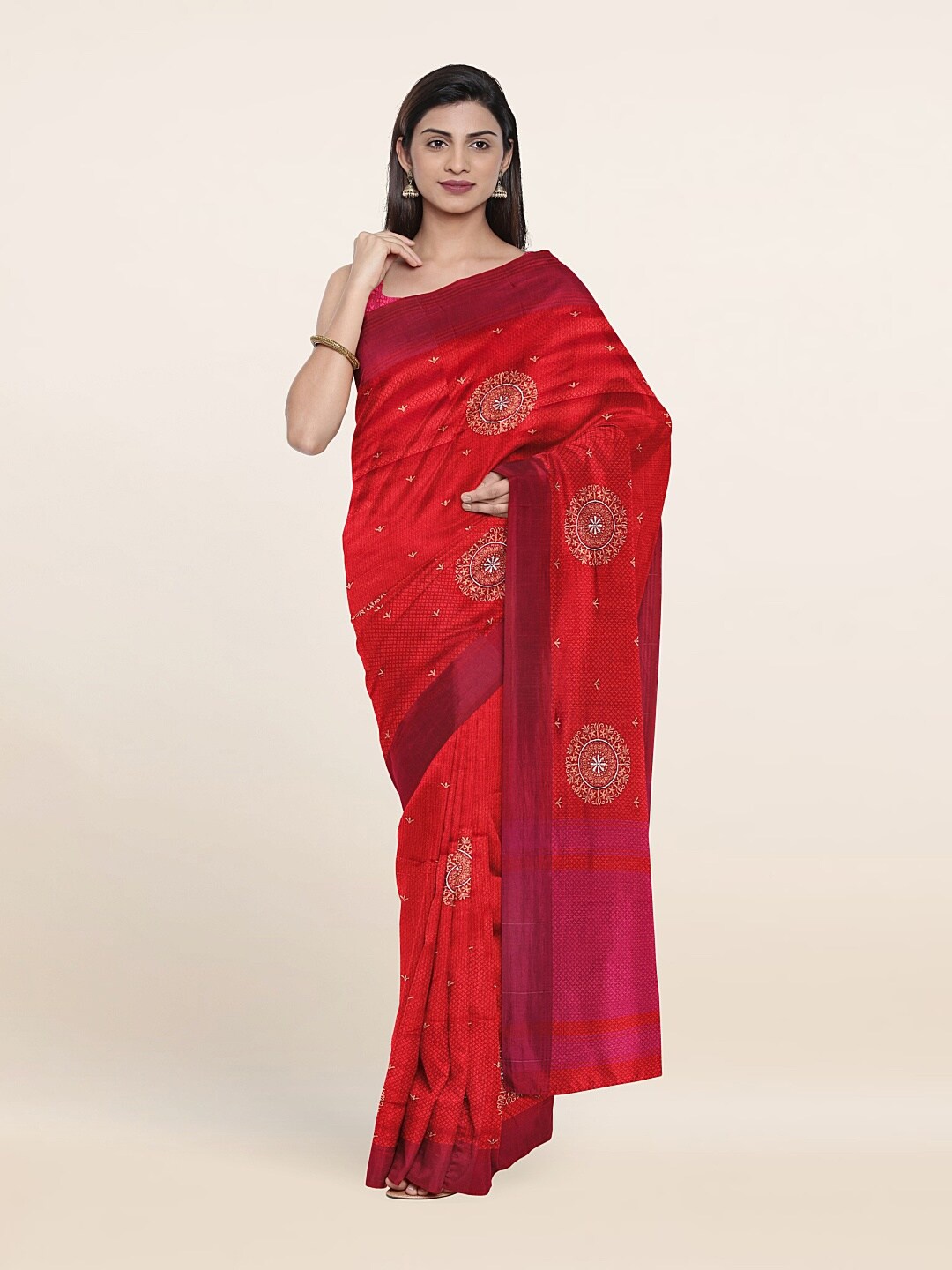 

Pothys Red & Pink Woven Design Art Silk Saree