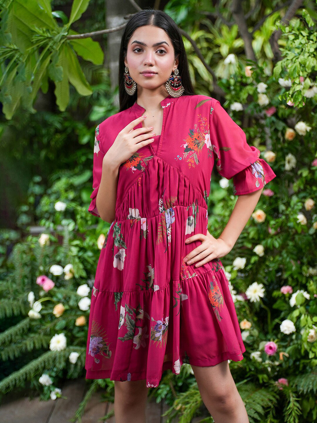 

Alaya By Stage3 Red Floral Georgette Dress