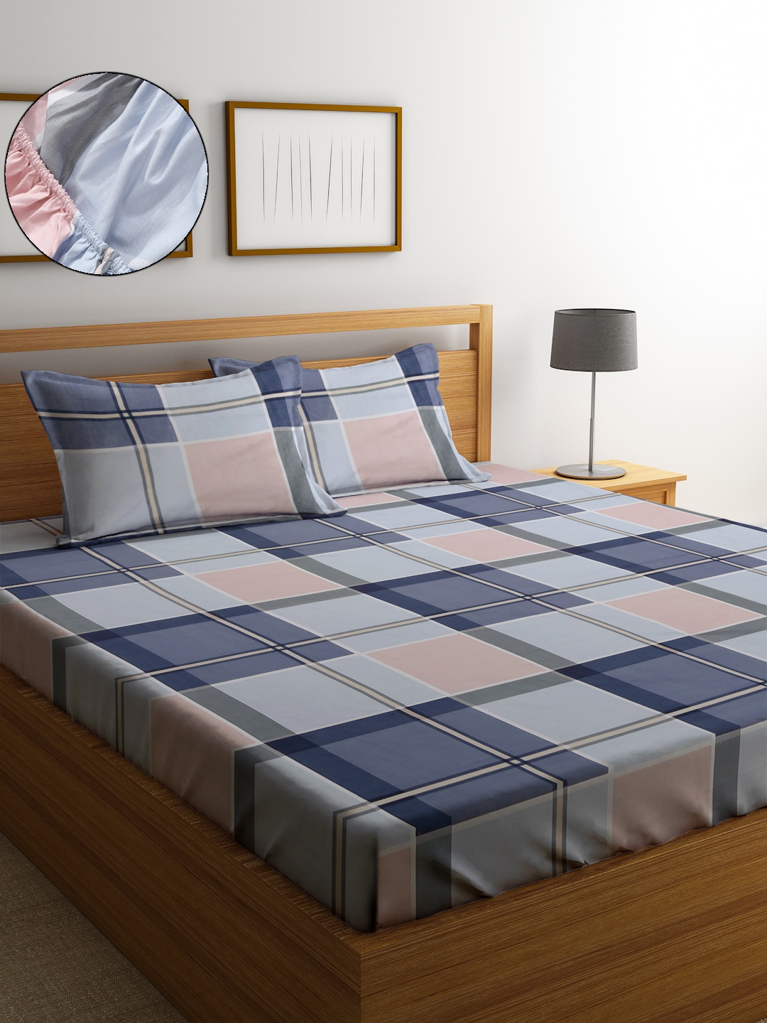 

SOKNACK Unisex Multicolor 300 TC Geometric Print King Size Bedsheet With Pillow Covers, Multi