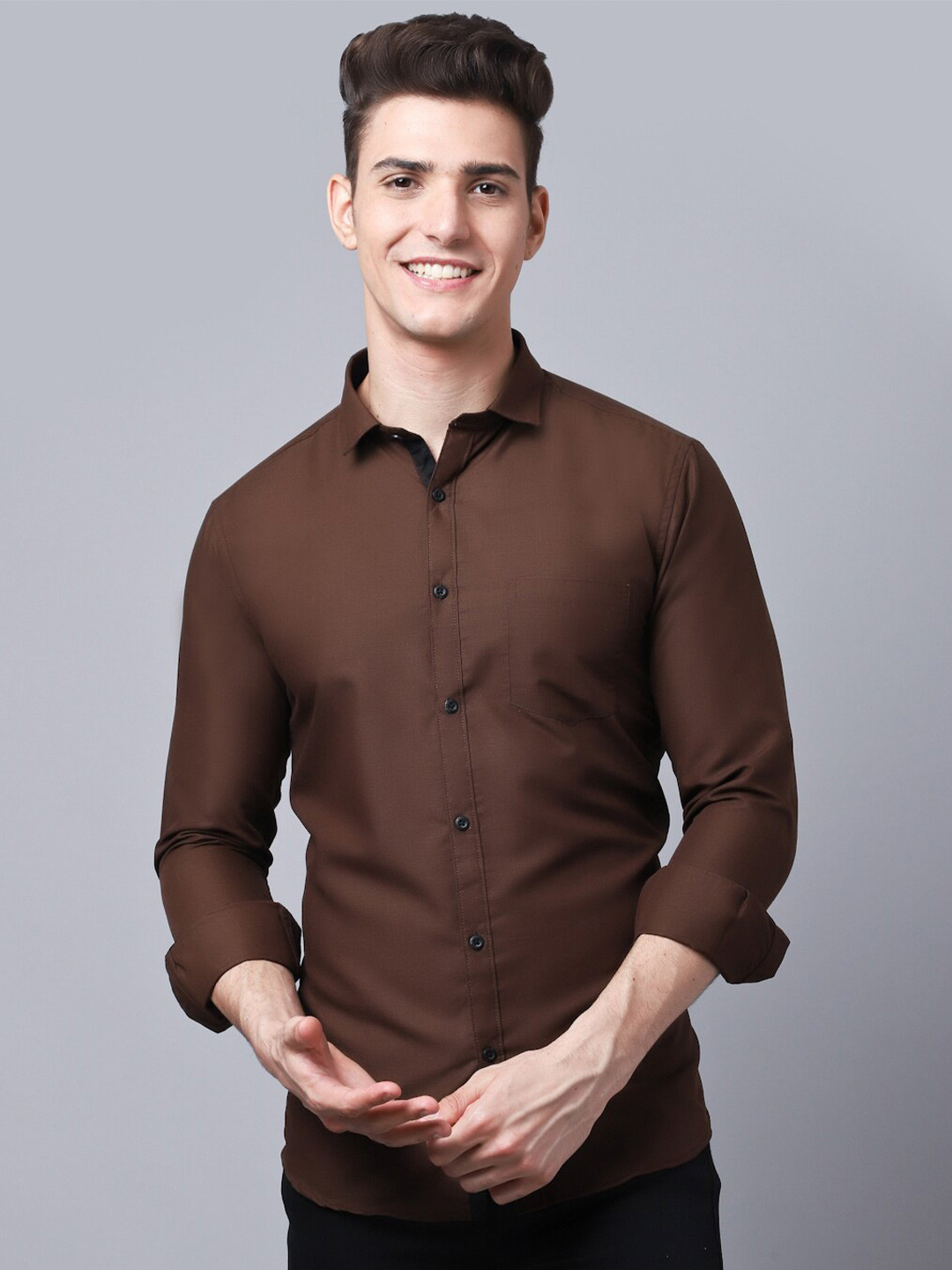 

Majestic Man Men Brown Slim Fit Casual Shirt