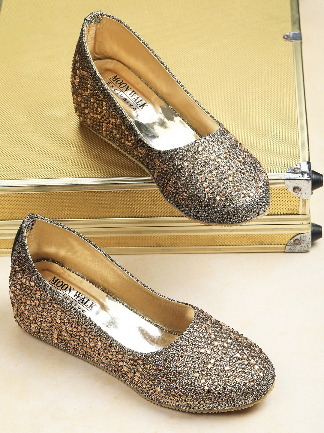 

Moonwalk Grey Embellished Wedge Pumps
