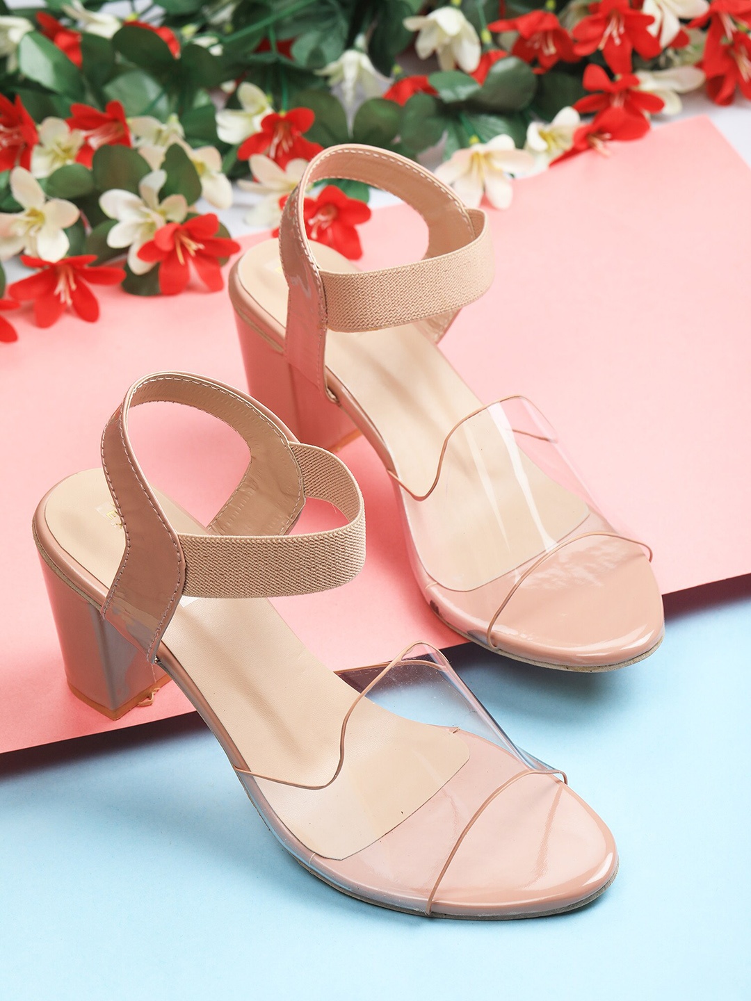 

Moonwalk Pink Block Sandals with Buckles