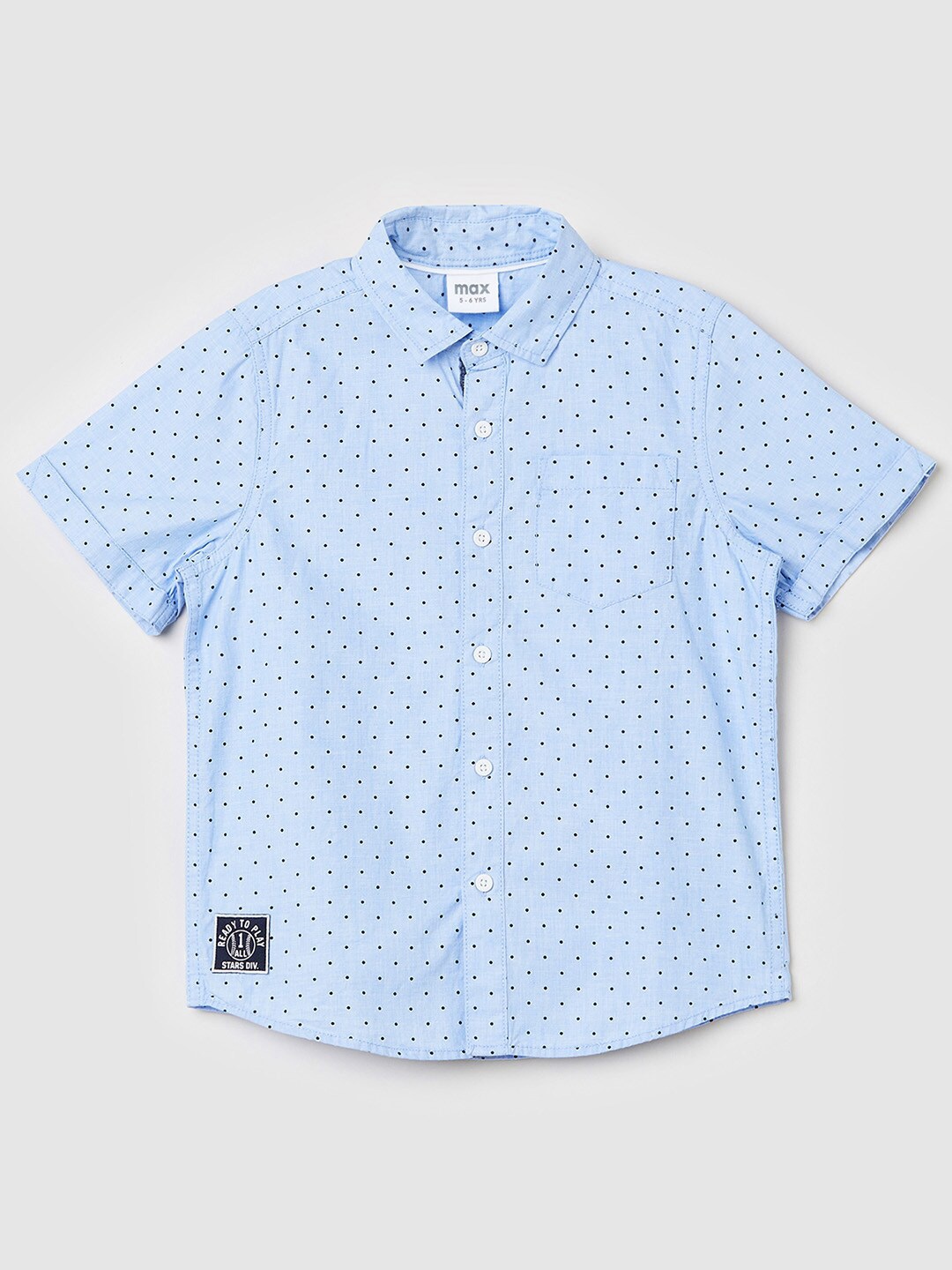 

max Boys Blue Printed Cotton Casual Shirt