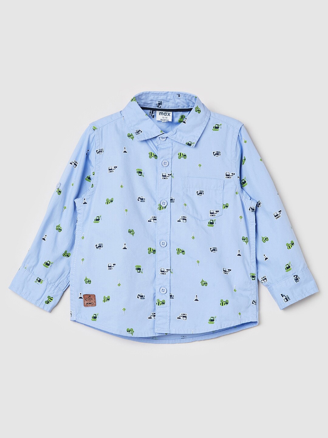 

max Boys Cotton Blue Printed Casual Shirt