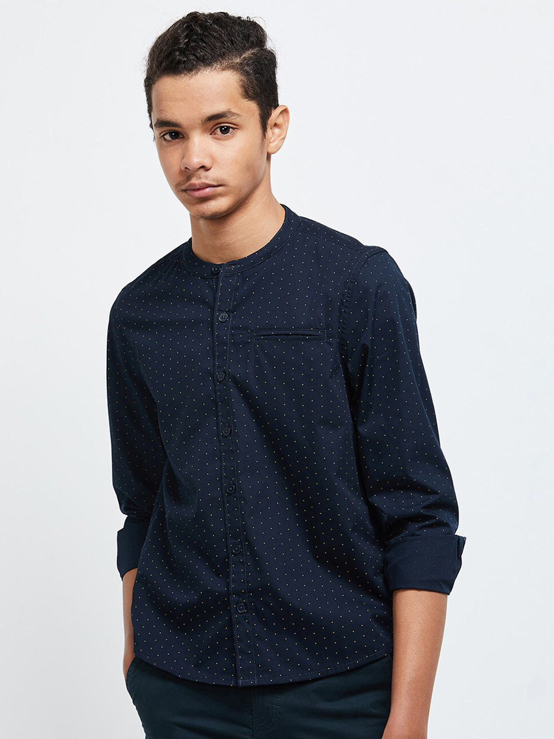 

max Boys Blue Printed Casual Shirt