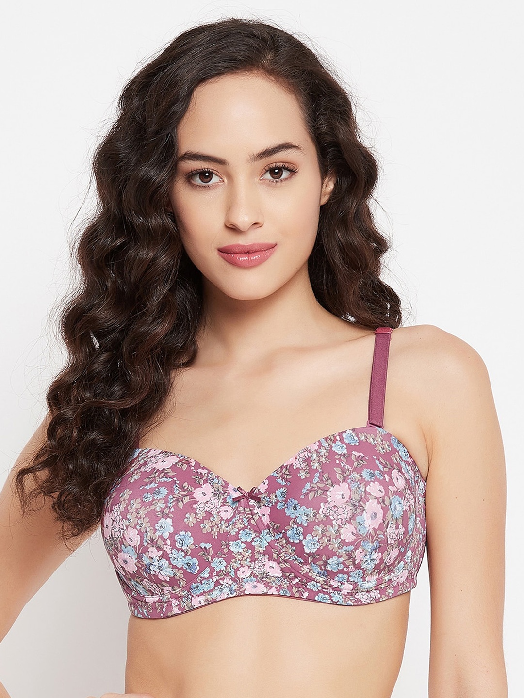 

Clovia Women Maroon & Blue Floral Bra